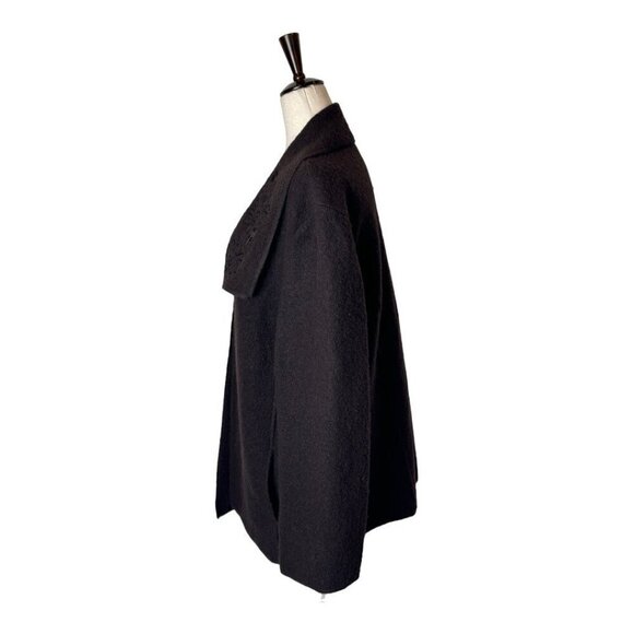 Alexandra Bartlett Sweater Women 1X Brown Wool Knit Embroidered‎ Collar Cardigan - Picture 5 of 10